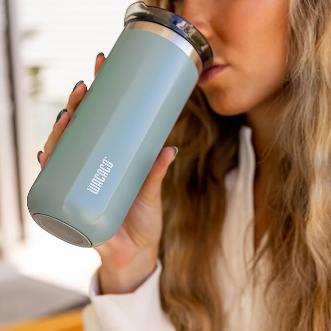 WACACO Octaroma Grande Vacuum Insulated Coffee Mug, 15 fl oz (435ml), Double-wall Stainless Steel Travel Tumbler With Drinking Lid, Cadet Blue - Image 2