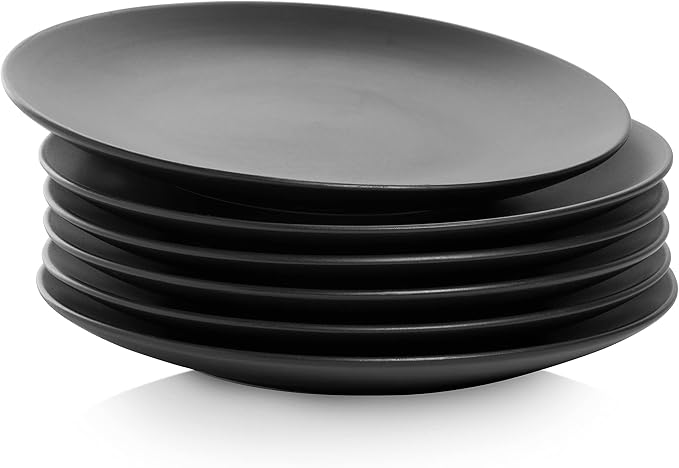 10 Strawberry Street Wazee Matte 8.25" Coupe Salad Plate, Set of 6, Black - Image 2