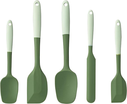 Silicone Spatula Set,5 Piece Food Grade Rubber Spatulas,Double-Green | Spatulas Silicone Heat Resistant for Baking,Cooking,and Mixing High Heat Resistant Non Stick Dishwasher Safe BPA-Free by Hoewina