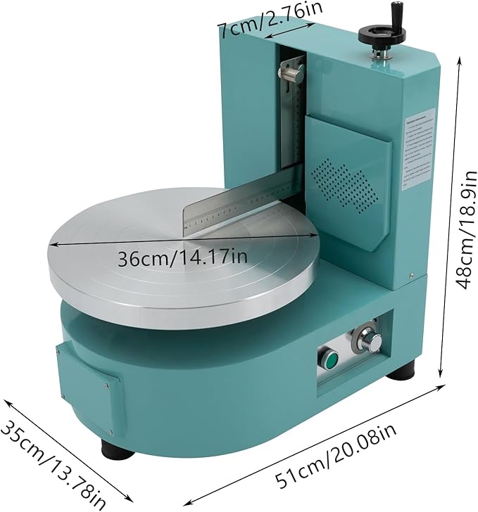 Cake Decorating Coating Machine with Graduated Scraper, 0-200RPM Rotating Speed Cream Spreading Automatic Frosting Turntable for 4-12inch Cakes (Blue)