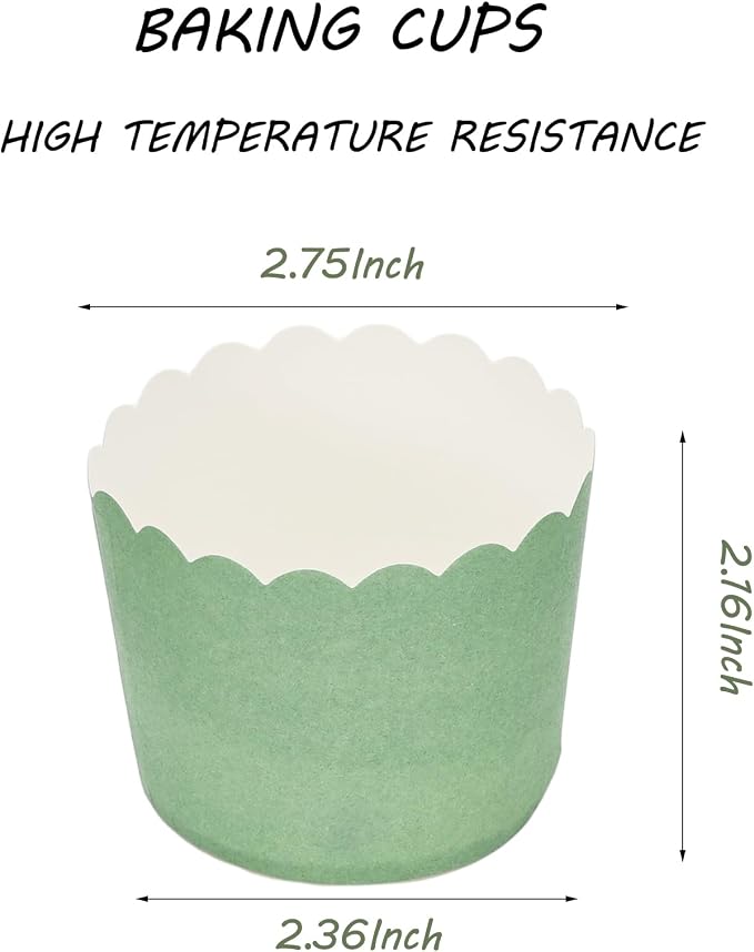 Whaline 120Pcs Sage Green Paper Baking Cups Scalloped Edge Cupcake Wrappers Gradient Green Cupcake Muffin Cases for Wedding Birthday Baby Shower, 3 Colors - Image 2