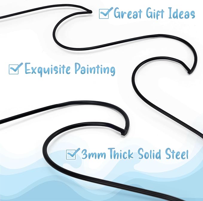 Qmetalart Wave Wall Decor Black Metal Wire Wall Art Ocean Coastal Sea Beach Pictures Surf Nursery Themed Hanging for Home Living Room Sum-mer Seaside Decoration for Bedroom Bathroom - Image 2