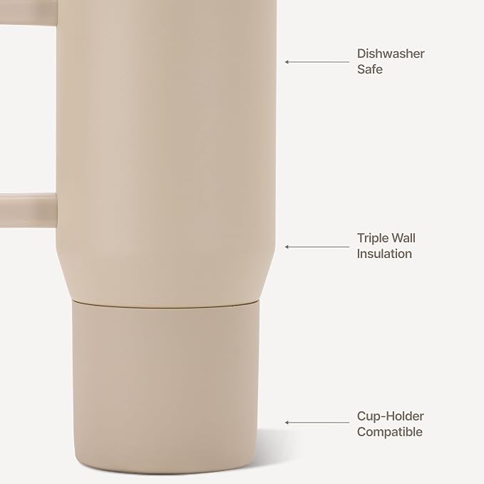 HydroJug Coffee Traveler 20oz Ceramic-Lined Mug with Handle, Dune - Image 3