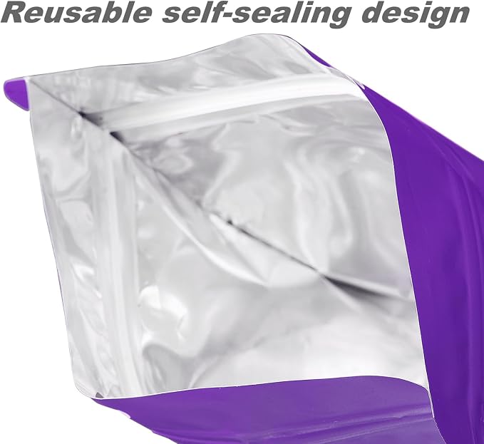 60 Pack Stand up Matte Metallic Storage Bags with Clear Front Window Heat-Sealable Resealable Solid Color Pouches for Food Storage Containers Organizer(Purple,5.9 * 8.6 inch,Pack of 60) - Image 5