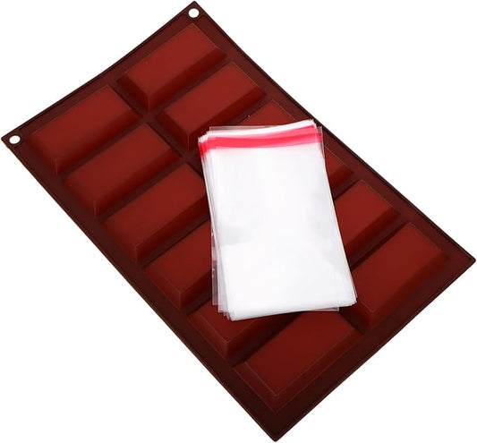 Silicone Mold Cavities Rectangle Chocolate Candy Bar Mold for Filled Treats with Flexible Non-stick Wax Melt for DIY Soap Butter Cheese Making