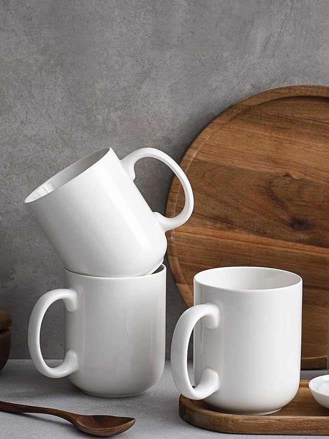 DOWAN Large Coffee Mug, 20 oz Ceramic White Coffee Mugs Set of 6 | 20oz large white ceramic mug set of 6, comfortable handle, lead-free porcelain & easy to clean, microwave & dishwasher safe - Image 6
