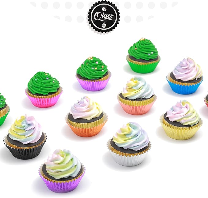 qiqee Foil Cupcake Liners, 500 Count, Standard Size, 10 Colors - Image 3
