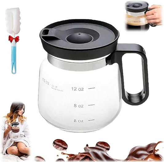 16 Oz Glass Coffee Mug – Coffee Pot Style, Glass Coffee Mug In Coffe e Pot Shape, Coffee Mug That Looks Like A Coffee Pot, Comes With A Straw-Type Travel Lid, Gifts For Co-Workers, Friends (1PCS)