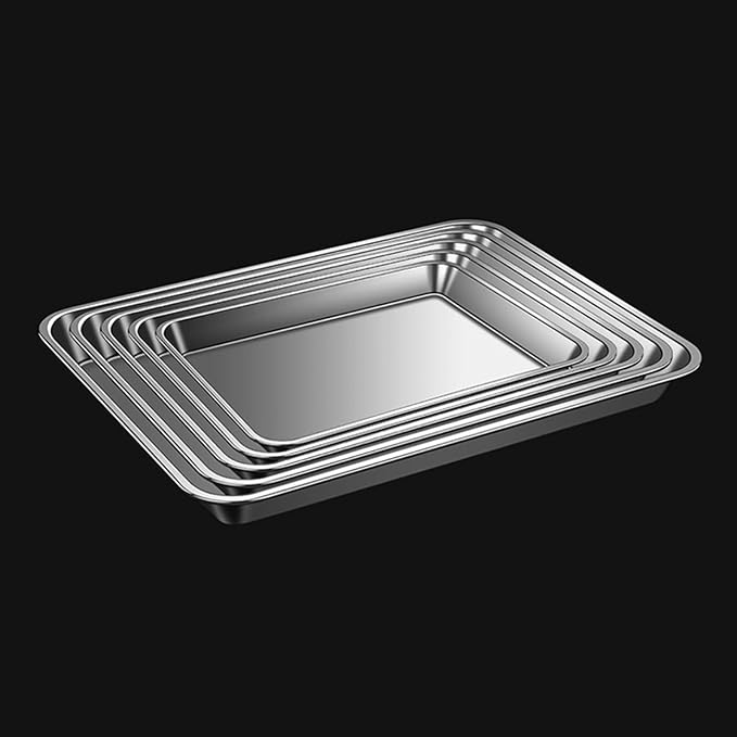 304 Stainless Steel Flat Bottom Oven Tray with Even Heat Distribution Practical Baking Pan for Pastries and Breads Stainless Steel Cookie Sheet - Image 6