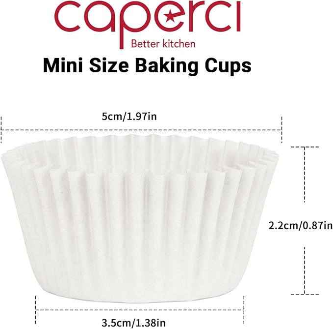 Caperci 500 Count Mini Cupcake Liners White Muffin Liners Greaseproof No Smell Small Cupcake Wrappers Baking Cups - Image 7