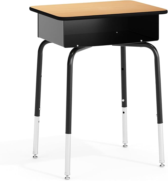 Flash Furniture Billie Student Desks with Open Front Metal Book Boxes - Natural, Set of 10 by FlashFurniture
