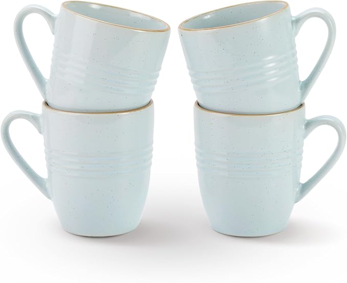 famiware Jupiter Coffee Mugs Set of 4, 13oz Coffee Mug, Microwave and Dishwasher Safe, Coffee Cups with Handle for Coffee, Tea, Cocoa, Milk, Light Blue by Famiware
