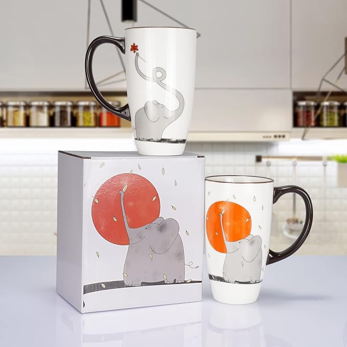 Ceramic Coffee Mug Porcelain Novelty Elephant Mug for Animal Lover 20 oz Large Tea Mug Birthday Gifts for Women Men Mom Dad Kid Teacher Friend Give for Christmas Housewarming Holiday White - Image 3