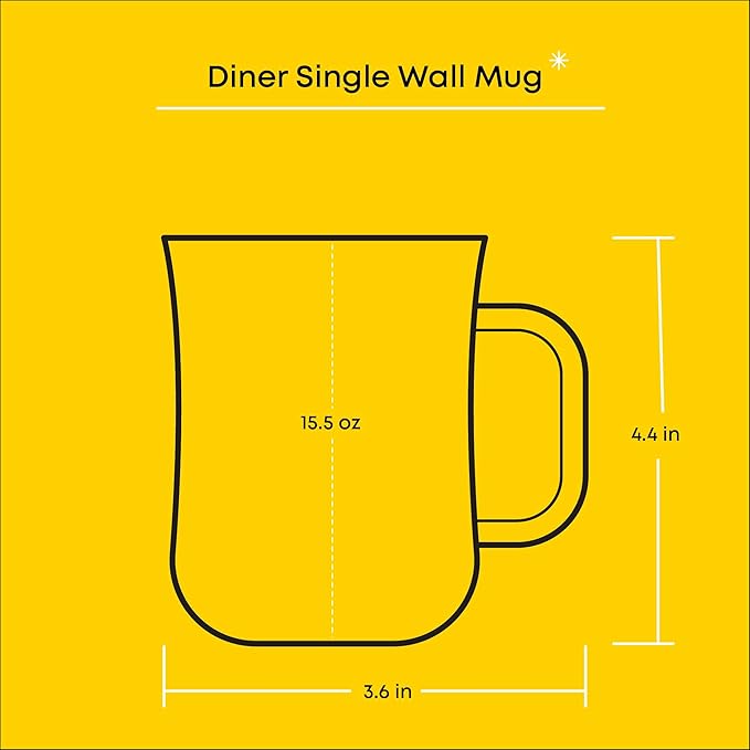 JoyJolt Glass Coffee Cups - 15.5oz Diner Mugs Set of 6. Bar Accessories, Cafe Style Clear Mug, Cappuccino, Latte, Tea Cup, Large Espresso Glasses - Image 2