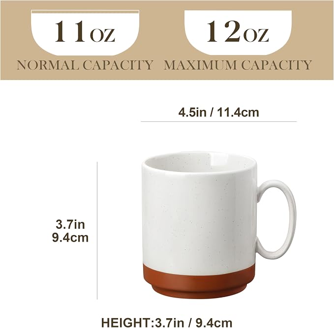 MALACASA 12oz Ceramic Coffee Mugs Set of 4, Stackable Coffee Cups with Straight-Sided Design, Mugs for Coffee, Latte, Tea, Hot Chocolate, Cappuccino and Cocoa, Microwave & Dishwasher Safe, Multicolor - Image 2