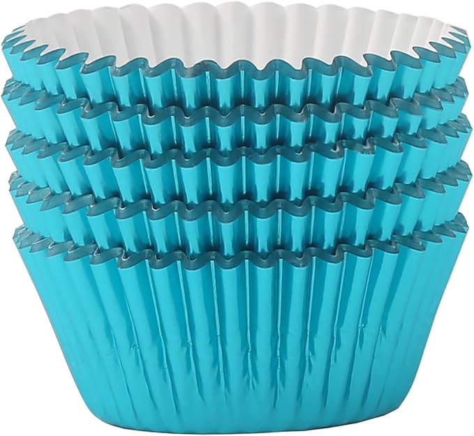 Standard Aqua Blue Foil Cupcake Liners Muffin Baking Cups for Party and More, 100-Count - Image 4