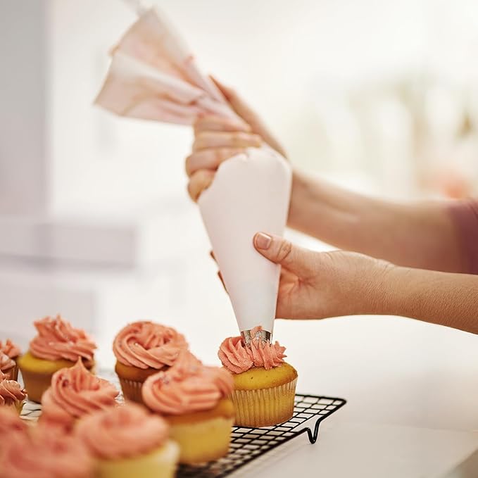 4PCS Reusable Piping Bag,Cotton18 Inch Piping Bags, Hanging Cake Pipings Bags, Used to Decorate Various Cake Cookies, Cream Puff, Ice Cream, Donut Filling, White