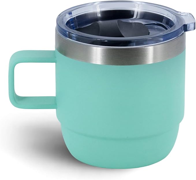 10 oz Stackable Mug, Stainless Steel cup with handle, Vacuum Insulated Espresso/Coffee Mug, shot Glass Set for 1-Piece Set for Coffee, Spirits, Wine, Tea- sea green - Image 7