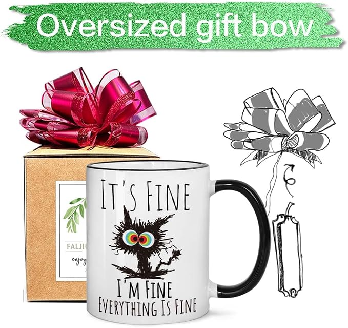 FALJIOK Funny Cat Coffee Mug Gifts for Cat Lover, It's Fine I'm Fine Everything Is Fines Coffee Mug 11oz, Novelty Mugs Gift for Women Man, Cats Lover Birthday Christmas Mugs - Image 5
