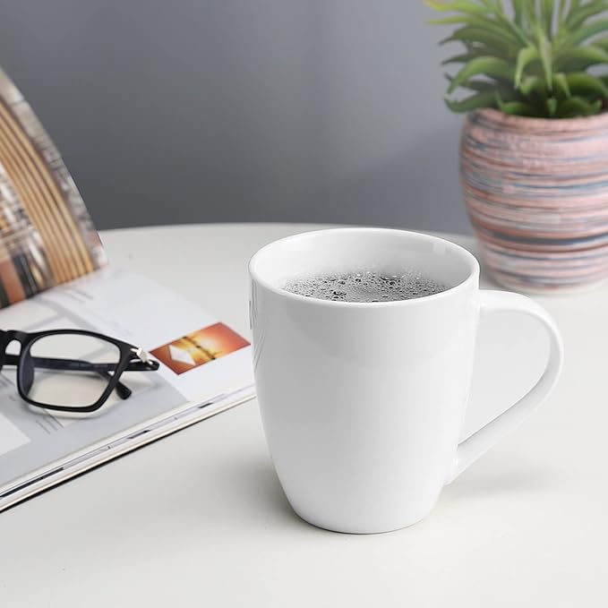 Mfacoy White Coffee Mugs Set of 4, 16 Ounce Mug with Handles, Ceramic Coffee Cups, Porcelain Mugs Sets, Large Coffee Mugs for Coffee, Tea, Hot Cocoa, Milk, Microwave and Dishwasher Safe - Image 6