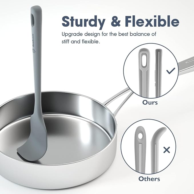 ChefAide 4 Pieces Silicone Spatula Set, Food Grade Rubber Spatula, Upgrade Strong Handle with Ergonomic Grip, Heat Resistant for Nonstick Cookware, Cooking - Image 3
