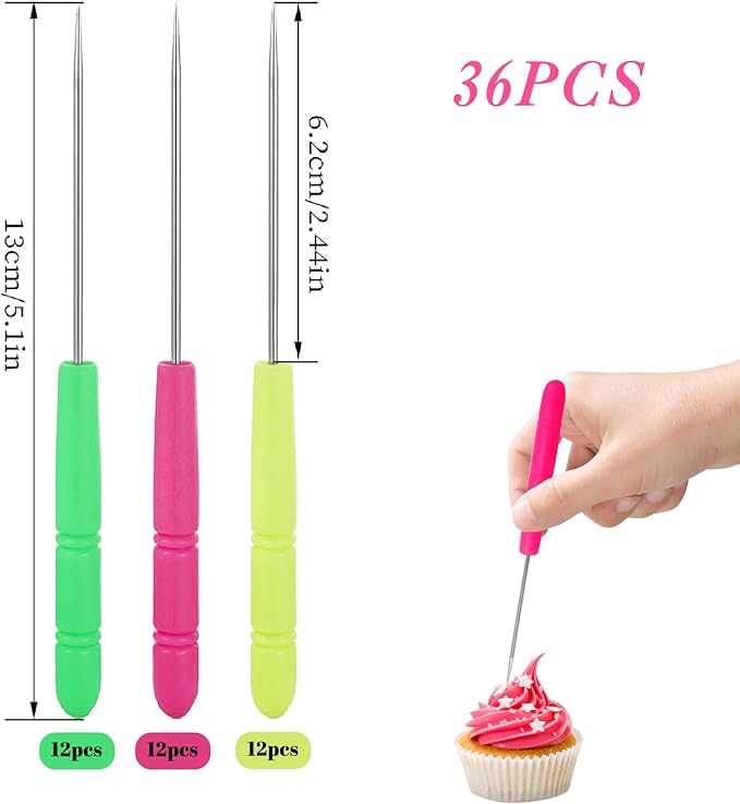 36 Pcs Cookie Scribe Tool Sugar Stir Needle Biscuit Icing Pin DIY Baking Pin Stainless Steel Cookie Decorating Supplies for Royal Icing for Baking Lovers (3 Colors)