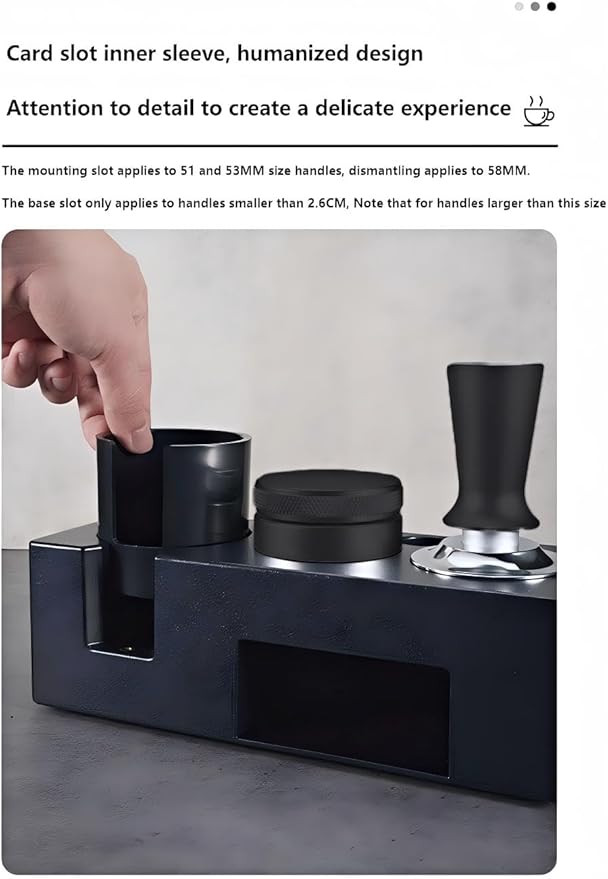 Coffee Tamper Station Set, 3-in-1 with 53mm Tamping Stand, Espresso Tamper and Coffee Distributor, Black