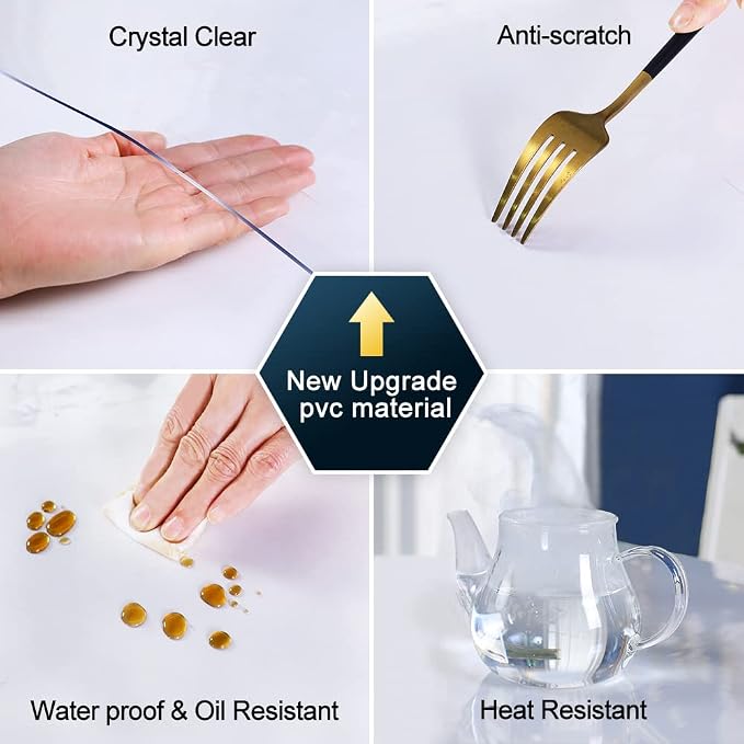 Rectangular 24x32 Clear Plastic Table Protector - 1.5mm Thick Transparent Desk Pad Mat Cover - Waterproof - Image 4