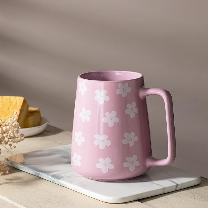 24 oz Large Ceramic Coffee mugs, Extra Large Cup, Big Handle (24 oz violet) | Extra Large Tea and Coffee Cups, Large Handle Coffee Mug for Office and Home, Microwave and Diahwasher Safe - Image 3