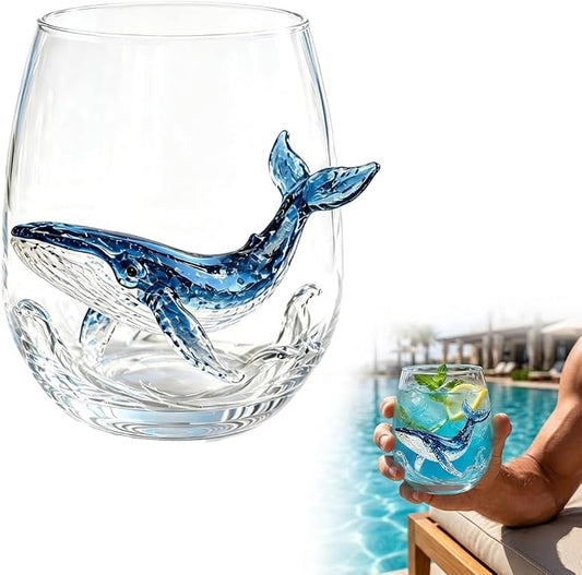 Artisanal Blue Ringed Octopus Glassware,3D Ocean Octopus Drinking Glass,Gift for Ocean Lovers (Whale) by Unknown