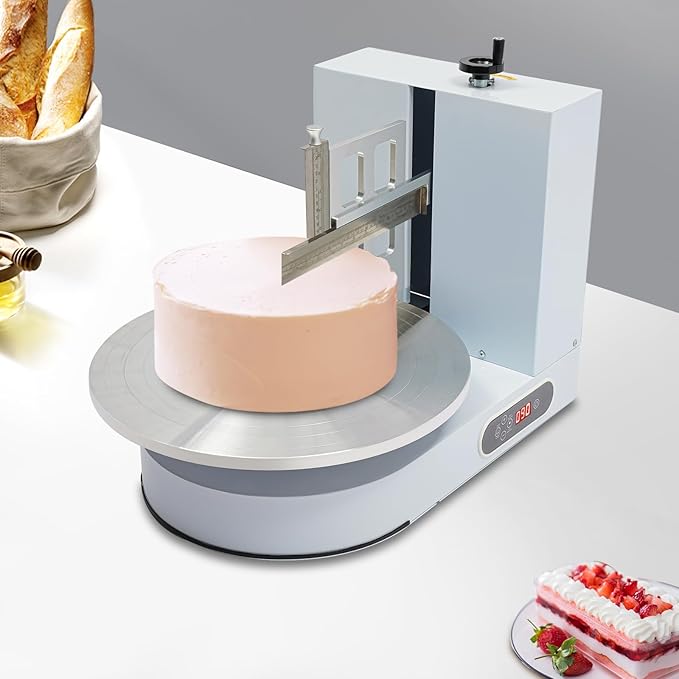 Cake Scraper, 200W Powerful Cake Decorating Coating Machine with Adjustable Speed 0-320rpm, Cake Coating Smoothing Scraping Machine with LCD Screen, Electric Cake Butter Cream Spreading Machine