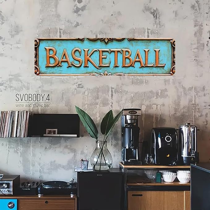 Metal Wall Decor "BASKETBALL" Funny Man Cave Decor Accessories for Home, Bar, Bathroom, Bedroom Unique Retro Tin Signs for Outdoor 4 X 16 inches - Image 3