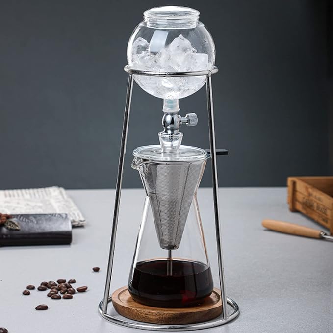 600ML Cold Brew Drip Tower Coffee Maker, Reusable Transparent Borosilicate Glass Iced Coffee Maker for Cafe Home Kitchen