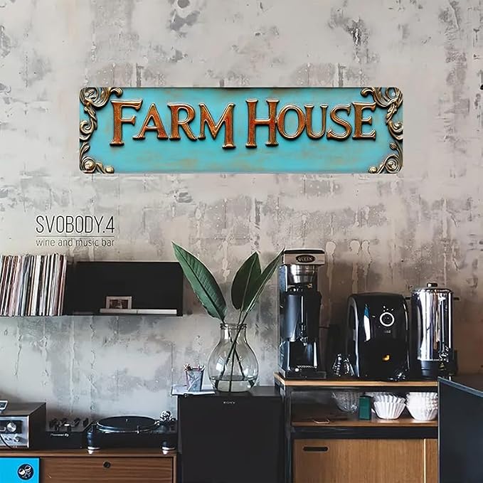 Bar Sign Bar Gifts Vintage Metal Wall Decor Sign"FARM HOUSE" Street Sign Funny Man Cave Decor Accessories for Home, Bar, Bathroom, Bedroom Unique Retro Tin Signs for Outdoor 4 X 16 inches - Image 3