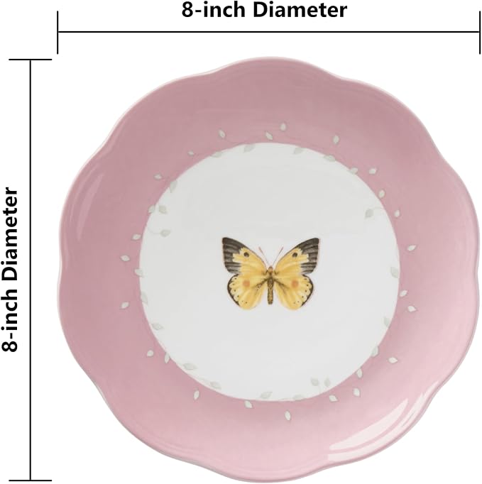 Lenox Dessert Plate Set, Lenox Butterfly Meadow Colors Collection 4-Piece Dessert Porcelain Plates Set, Service For 4, Dishwasher & Microwavable Plate, Small Plates, Home And Dining(Assorted, 4 Piece) - Image 2