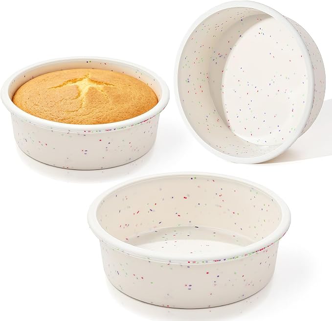 Vinino 6 Inch Round Cake Pan Set, 3 Pack Silicone Mold with Metal Frame | Great for Multiple Cake Creations, Cheesecake, Desserts and Everyday Baking with Easy Cleanup by VININO