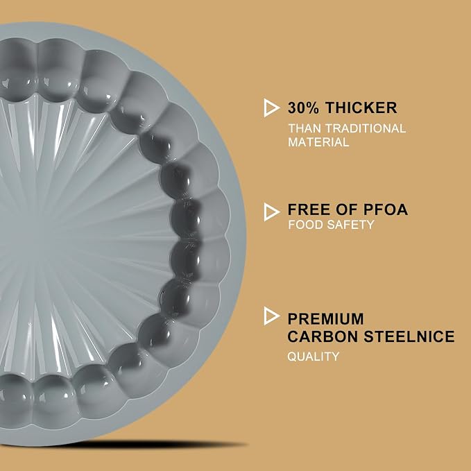 10 Inch Silicone Cake With 8 Inch Pan Set (2 Pack) - Nonstick Baking Mold for Pound Cake, Jello, Bread & Brownies, Dishwasher Safe, Grey - Image 2