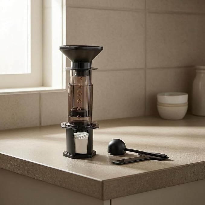 Maker Clear Coffee Brewer Upright Coffee Station With Wide Funnel Top Suitable for Small Kitchen Traveling Home, Brown - Image 2
