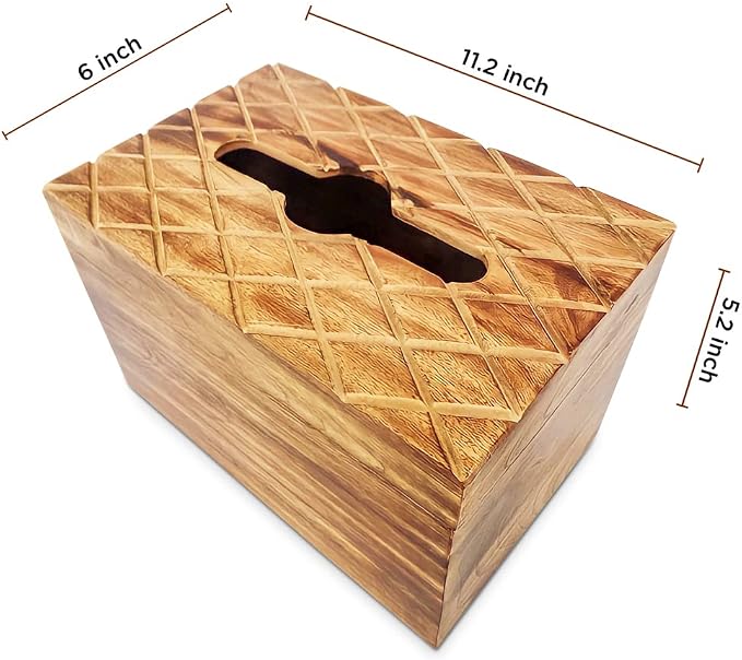 Modern Decorative Wooden Tissue Box Cover Rectangle Tall – Aesthetic Kleenex Box Holder for Kitchen, Bathroom, Office – Cute Wood Kleenex Box Covers - Image 4