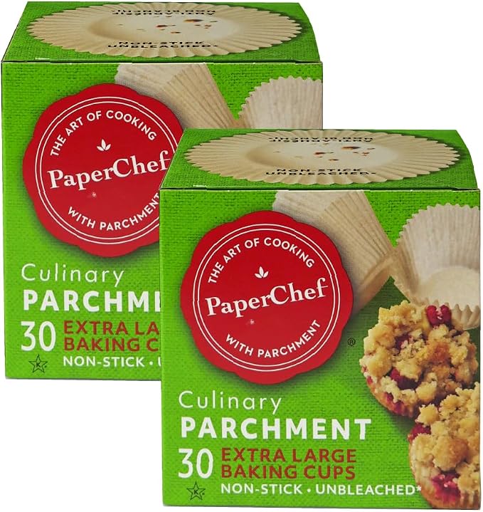 XL Parchment Baking Cups Nonstick Easy Release 30 Count 2 Pack | Easy Release, Non-Stick Paper, Unbleached, Compostable - Perfect For Cupcakes and Muffins by PaperChef