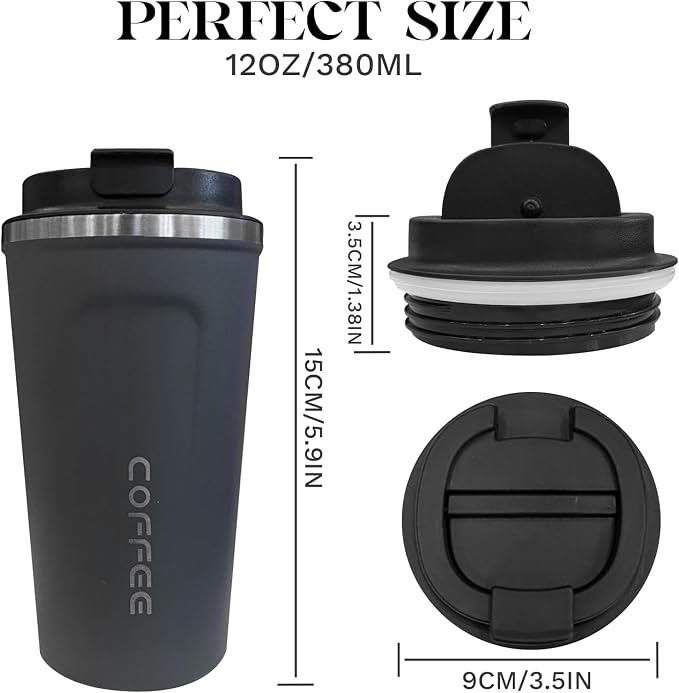 Insulated Travel Coffee Mug, Stainless Steel Coffee Cup with Leakproof Lid | Double-wall insulation keeps drinks hot or cold for hours, with a leakproof lid and portable stainless steel design - Image 4