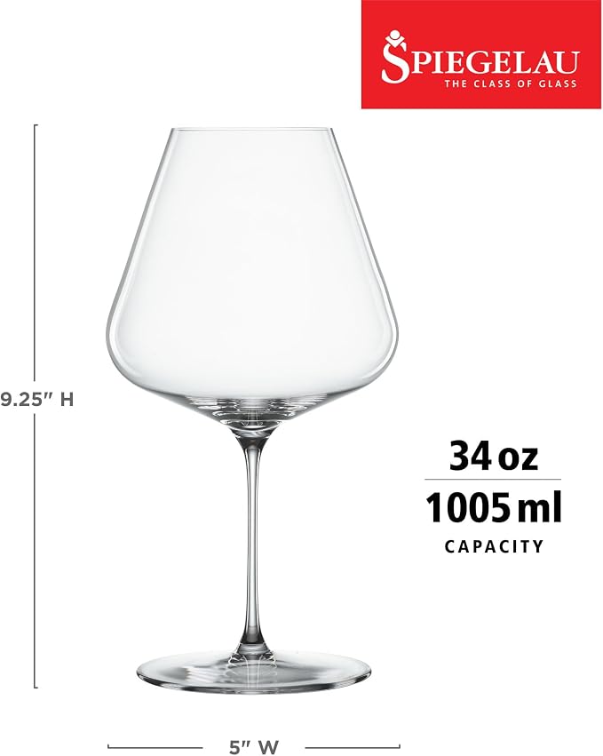 Spiegelau Definition Burgundy Wine Glasses, Large Crystal Clear Red Wine Glasses for Pinot Noir, Elegant Glassware, Wedding Gifts, Birthday Gifts for Women and Men, Home Bar, 34 oz, Set of 4 - Image 3