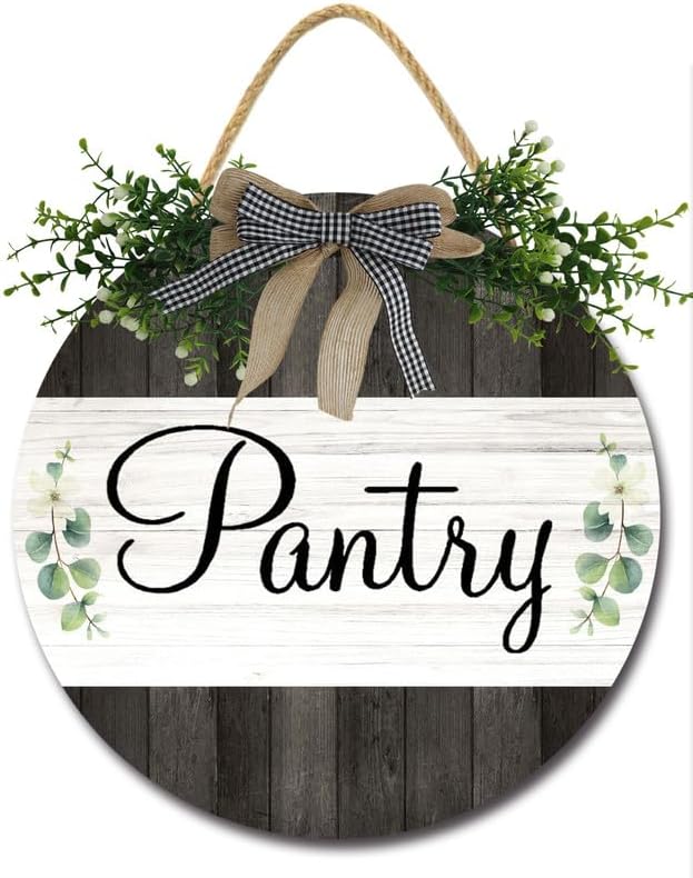 Bidesign Pantry Sign Wall Decor For Door Farmhouse Rustic Hanging Wooden Pantry Room Wall Art Sign For Home Kitchen Pantry Cabinet Decor Kitchen Decorations, 11inches by Bidesign