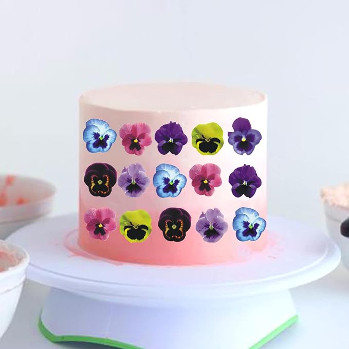 Edible Pansy Flower Cupcake Toppers 100% Edible Wafer Paper Floral Decorations for Cakes, Cupcakes, Cookies Realistic Pansy Flowers for Spring Wedding, Birthday, Baby Shower Party Supplies (60pcs) - Image 2