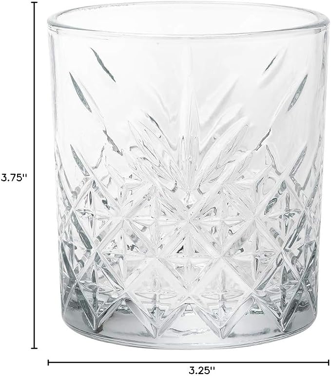 Restaurantware Timeless 12 Ounce Old Fashioned Glasses Set of 12 Etched Whiskey Glasses - Dishwasher-Safe Chip-Resistant Clear Glass Old Fashioned Glassware Lead-Free For Cocktails Or Beverages - Image 4