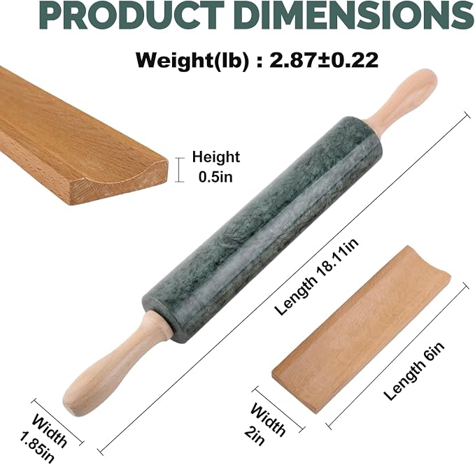 Marble Rolling Pin, Non-Stick Stone Dough Roller, Rolling Pin for Baking,Pasta, Dumpling, Ravioli, Fondant,Pie Crust, Kitchen Baking Pastry Tools - Image 2