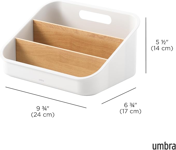 Umbra Bellwood Packet Organizer, Divided Tray for Pantry Ingredients and Other Small Items, Made of Durable Plastic and Wood, Natural/White - Image 3