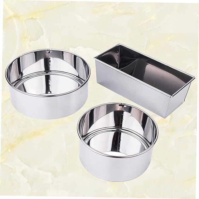 SHOWERORO 3pcs Stainless Steel Cake Mold Round Rectangle Molds for Baking Diy Chocolate Making Kitchen Bakeware for Home Use for Small Cakes Muffins - Image 4