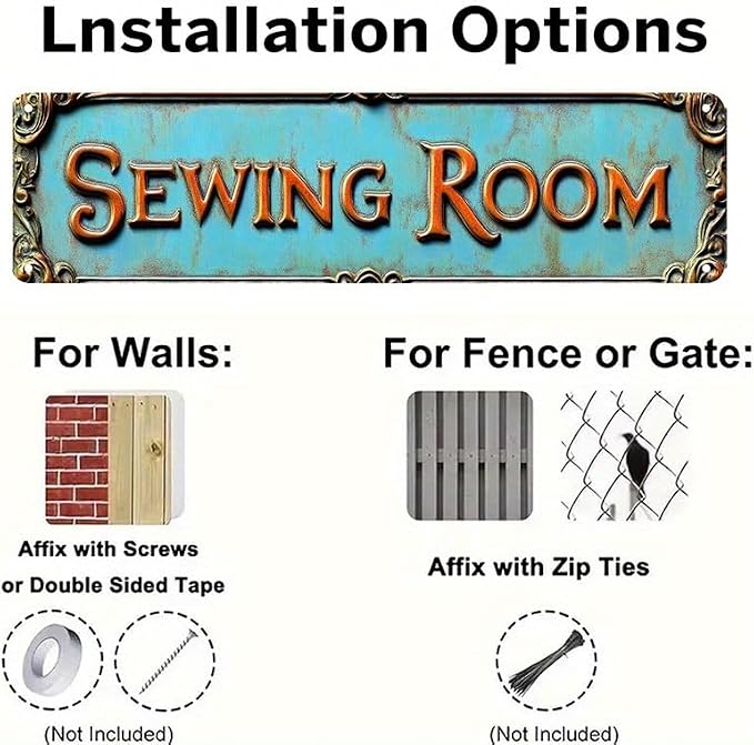 Bar Sign Bar Gifts Vintage Metal Wall Decor Sign"SEWING ROOM" Street Sign Funny Man Cave Decor Accessories for Home, Bar, Bathroom, Bedroom Unique Retro Tin Signs for Outdoor 4 X 16 inches - Image 5