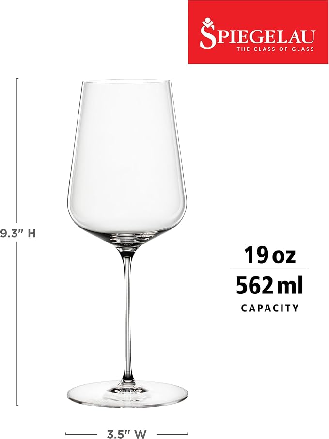 Spiegelau Definition Crystal Universal Wine Glasses for Red and White Wines, Durable Drinking Glasses for Housewarming, Birthday Party, Wedding Gifts, Home Bar, Elegant Glassware, 19 oz, Set of 2 - Image 3